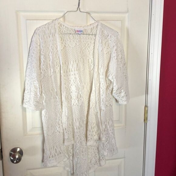 LulaRoe white lace cardigan sz M - Picture 1 of 5